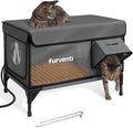 Outdoor Heated Cat House in Winter,Extremely Insulated & Weatherproof,Elevated Feral Cat Shelter with Waterproof Eaves & Escape Door for Outside Stray Barn Cat (Dark Grey, XL)