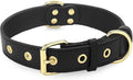 Leather Dog Collar,Dog Collar with Adjustable Sturdy Metal Buckle,Heavy Duty Dog Collar for Walking, Hiking, Training, Hunting (Black,XS:13.4"-15.8" Neck)