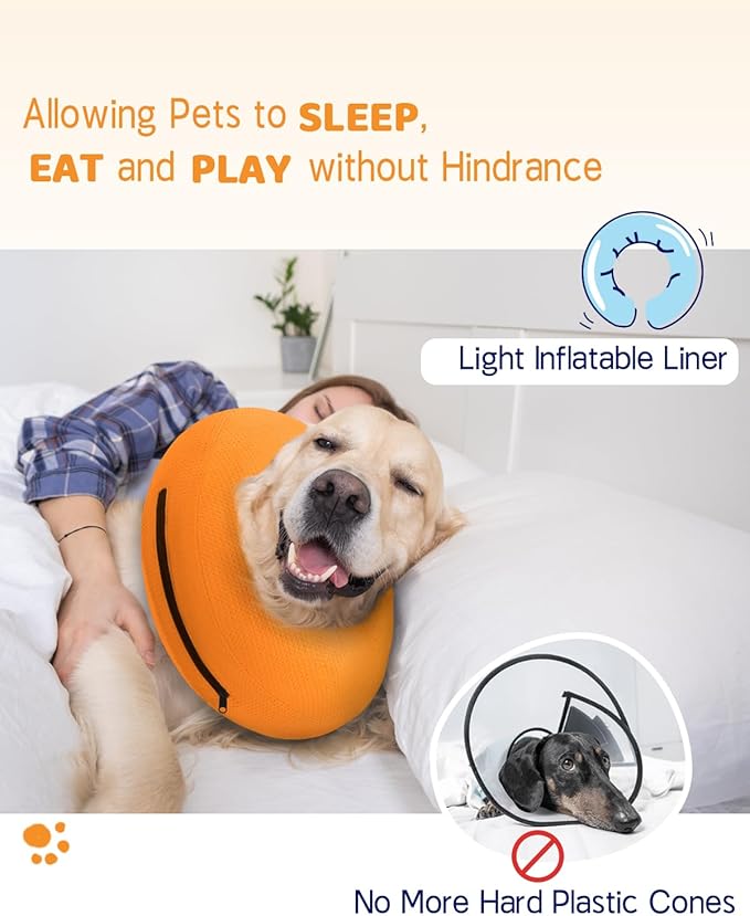 Supet Inflatable Dog Cone Collar for Large Medium Small Dogs, Soft Cone Collar for Dogs Puppies Cats, E Collar Pet Cone Alternative After Surgery