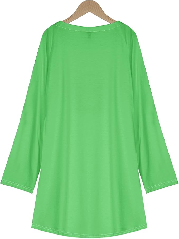 Womens Tunic Shirt Cute Cat Print Long Sleeve Round Neck Women T Shirts Cotton Casual Plus Size Vacation Tunics Tops