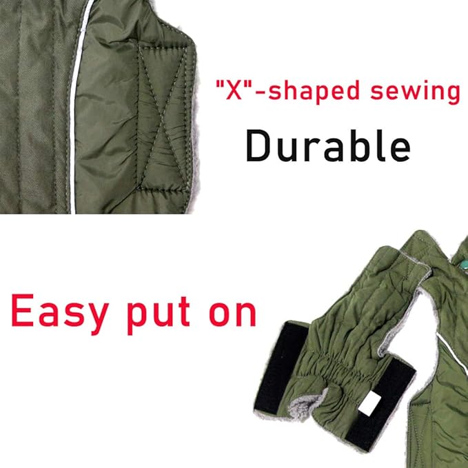 Fleece Dog Hoodie for Large Dogs Super Warm Doggie Jacket for Cold Winter Dog Coats,Green XXXL