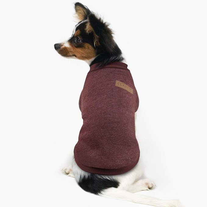 Idepet Pet Dog Classic Knitwear Sweater Soft Fleece Dog Coat Soft Thickening Warm Pup Dogs Shirt Winter Pet Dog Cat Clothes Puppy Customes Clothing for Small Dogs (S, Brown)
