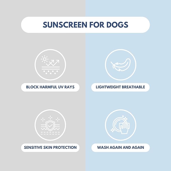 Spark Paws Sunblock Dog T-Shirt, SPF30 Protection, Lightweight Breathable Quick Dry for Dogs with Sensitive Skin - Blue & Grey (Set of 2) - M