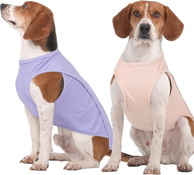 2 Pack Dog Shirt, Quick Dry Cooling T-Shirt for Summer Hot Day, Lightweight Sun Protection Dog Clothes for Boy Girl Easy to Put on, Purple+Pink, XL