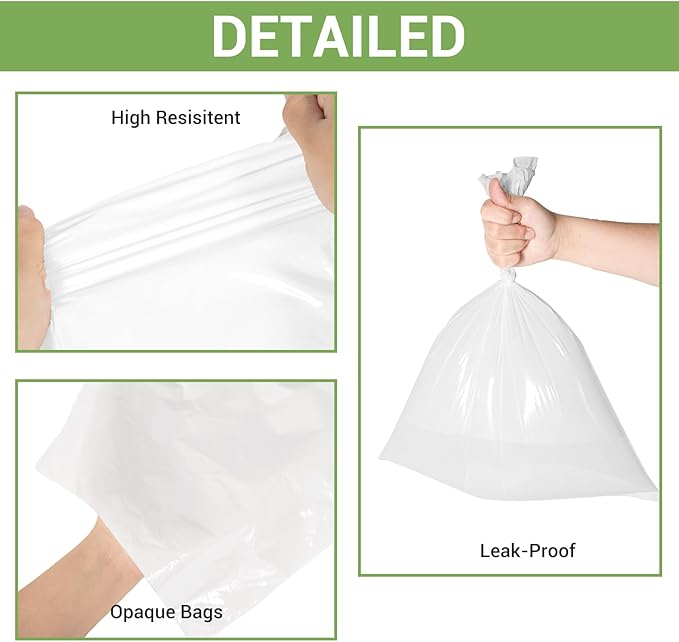Odor-Sealing Dog Poop Bags, XS/220-Count Leakproof & Durable Dog Waste Bags, Block Smells, Unscented (Color:White)