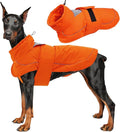Kuoser Dog Jacket, Dog Coats for Large Dogs, Winter Waterproof Big Doggie Vest, Reflective Dogs Cold Weather Coat, Windproof Turtleneck Pet Puffer Jacket Snowsuit Clothes with Harness Hole