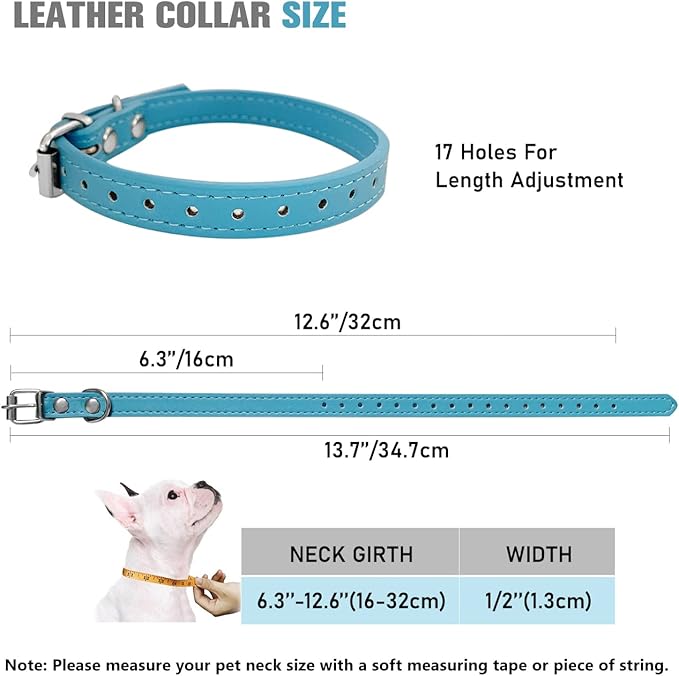 Puppy Collars for Litter - 14 Color Adjustable ID Collar Identification Leather Small Dog Collars for Puppy Medium Large Breed Dogs - Neck 6~13 Inches