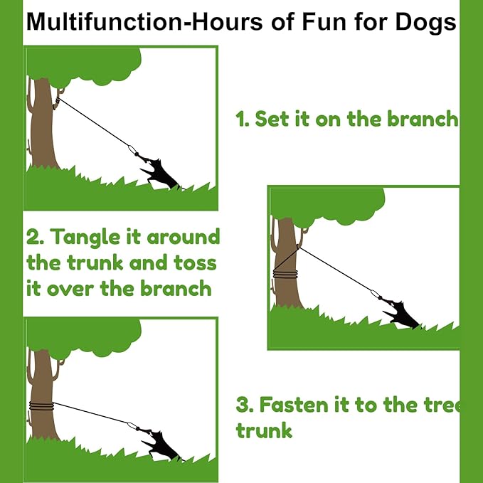 BINGPET Outdoor Dog Hanging Bungee Tug Toy,Heavy Duty Tether Tug of War Dog Toy with 2 Chew Rope Toys for Pitbull Small Medium Large Dogs Interactive Exercise and Fun Solo Play Outside