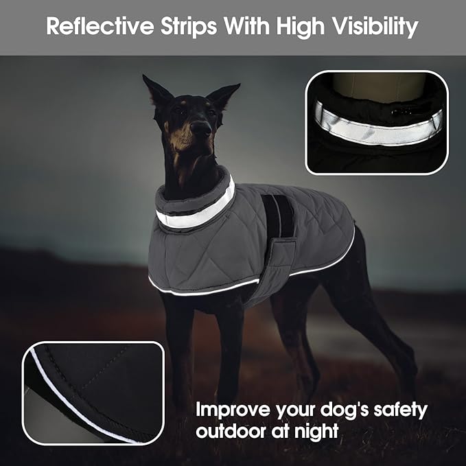 Dog Winter Coat Warm Padded Puppy Jacket Windproof Water Resistant Clothes for Small Medium Large Pets Christmas Sweater Outfit Vest(Grey, 3XL)