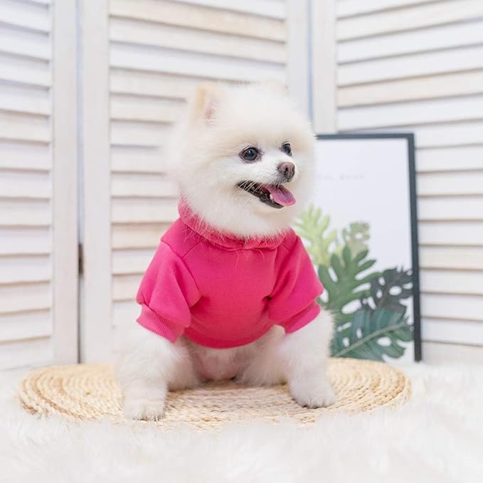KOOLTAIL Basic Dog Hoodie - Soft & Warm Dog Hoodie Sweater with Leash Hole and Pocket, Dog Winter Coat, Cold Weather Clothes Sweatshirt for Small Medium Large Dogs Puppy Cat Boys Girls Deep Pink SM