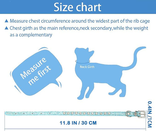 2 Pack Cat Collar Rhinestone Bling Cute Cat Collars Accessories for Pet Collars Adjustable Ideal for Girl Cats Male Cats(Blue Pink)