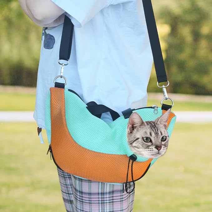 Adjustable Cat Bathing Bag Anti-Bite & Anti-Scratch Bath Washing Mesh Grooming Bag Shoulder Pet Carrier Hands-Free Bag for Small Cats