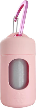 Dog Poop Bag Dispenser for Leash with Snap Clip, Skin-friendly Texture Waste Bag Holder for Dog Walks and Cats, Pets Litter Bag Container, Indoor & Outdoor Use (Pink, 1)