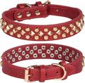 Spiked Dog Collar Soft Pu Leather Mushrooms Rivet Spike Studded Puppy Adjustable Pet Collars for Small Breeds (XS, Red3)