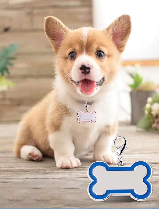 Personalized Dog ID Tags - tag for Dog Collar, pet ID tag, Dogs Tags for Pets, Laser Engraved Dog tag, Name Tags for Dogs, Dog Tags for Large Dogs (Bone-Shaped-Large: Blue)