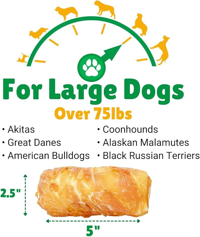 Lucky Premium Treats Chicken Wrapped Dog Treats – USA Made Raw Hide Sticks for Extra Large Size Dogs – Long Lasting, Preservative Free Dog Treats – 4 Chews
