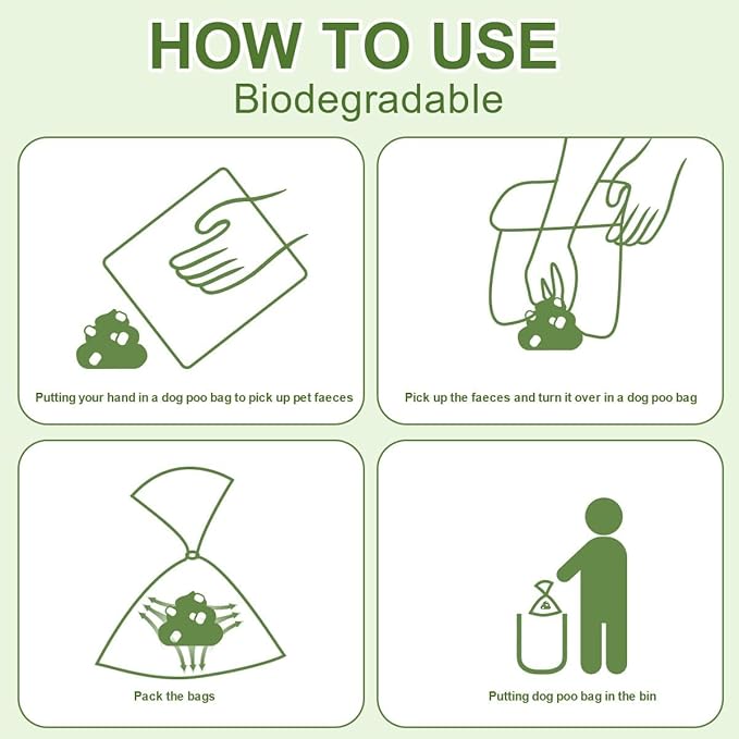 Strong Green Leak Proof Waste Bag for Dogs with Holder-270 Large Poop Bags,Biodegradable Dog Poo Bags with Corn Starch Blended Compostable Bag