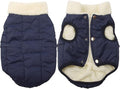 Fleece Lined Warm Dog Jacket for Puppy Winter Cold Weather,Soft Windproof Small Dog Coat,Blue M