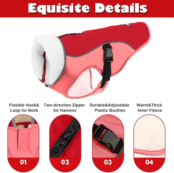 EMUST Dog Jacket Winter, Cozy Windproof Dog Jacket for Cold Weather, Solid Color Pet Vests for Winter for Medium Dogs, New Orange, M