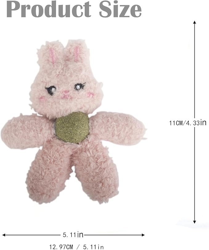 Cat Toys with Catnip Kitten Chew Bite Supplies Boredom Relief Fluffy Kitty Teeth Cleaning Chewing Cat Lovers Interactive Plush Gift (Rabbit&Tiger)