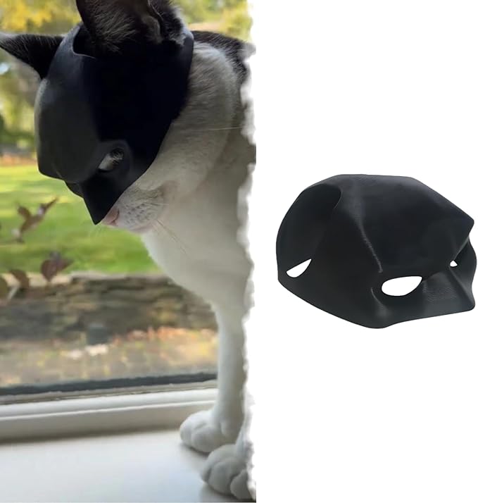 Cat Bat Mask Halloween Costumes Accessories for Cats, Cat Bat Cosplay Apparel (Large, Black Bat)