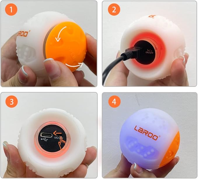 LaRoo LED Dog Ball, Dog Toys Silicon Glowing LED Dog Ball with USB Rechargeable Glow in The Dark Dog Ball Teeth Cleaner Training Ball(White)