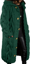 LOAIHA Women Chunky Cable Knit Long Sleeve Cardigan Fall Winter Trendy Oversized Button Down Sweaters Outerwear with Pocket