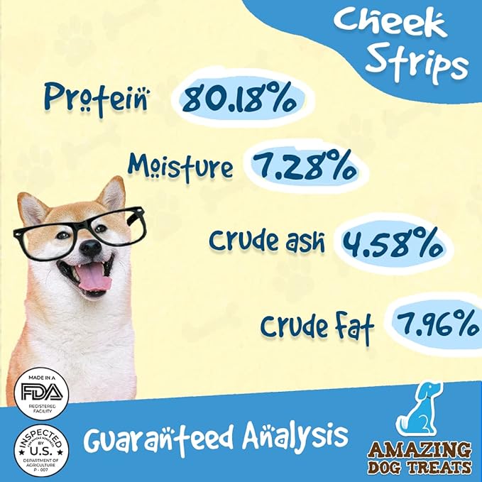 Amazing Dog Treats - Beef Cheek Strips Premium Dog Chew (6 Inch - 12 Pack) - NO Odor - Thick Cut - Rawhide Alternative - Beef Cheek Slice Chip Sticks - No Dyes, Chemicals, or Preservatives