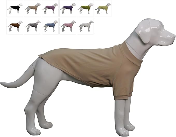 Lovelonglong Ribbed Dog T-Shirt Cotton Knitted Dog Sweaters for All Season Pet T-Shirts for Large Medium Small Dogs Beige 2XL