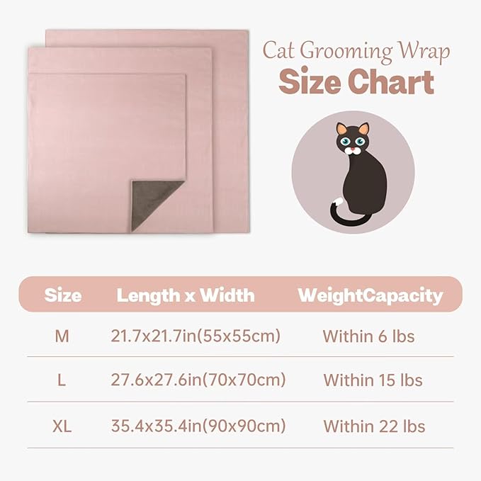 Paw Legend 21.7" Cat Wrap for Grooming Cat Wrap for Cutting Nails Cat Restraint for Nail Clipping Self Adhesive Blanket Restraint Cloth for Cats Within 6lbs