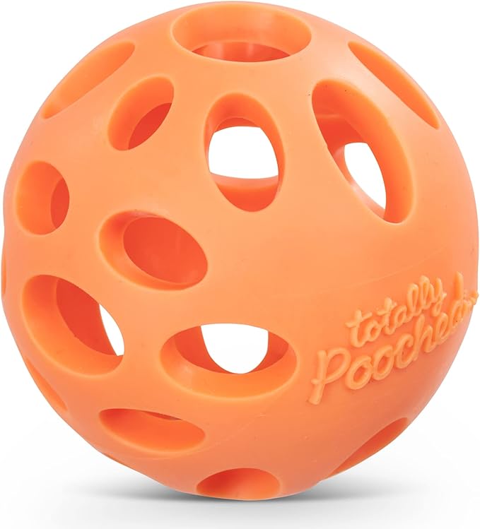 Messy Mutts Totally Pooched Huff'n Puff Ball | 3.1” TPR Puzzle Ball for Dogs | 2-in-1 Durable Interactive Toy and Tooth Cleaner | Orange