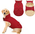 ASENKU Warm Dog Winter Coat, Waterproof Dog Coat for Cold Weather, Fleece Dogs Jacket with Ultra Thick Plush Lining Leash Hole Storage Pockets for Medium Large Dogs (Red, Large)