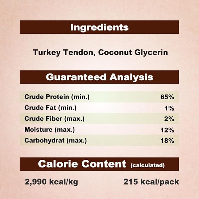 AFreschi Turkey Tendons for Dogs, USA-Sourced, Healthy Dog Treats, Rawhide-Free Puppy Chews, Long Lasting, All Natural, Hypoallergenic Dog Treats for Large Breeds, 10 Count Box Bone (L)