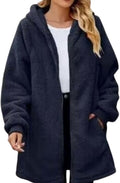 LIZALIG Women's Oversized Fleece Jacket Hooded Zip-Up Cardigan Coat with Pockets Warm Winter Casual Wear for Vacation