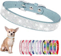 Serijoars Small Dog Collar with Rhinestone Crystal Diamond Colorful Bling Girl Puppy Cat Collars (M, Light Blue)