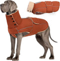 ASENKU Warm Dog Coat, Waterproof Dog Jackets for Large Dogs with Reflective Fleece Vest Turtleneck with Button,Windproof Cold Weather Coats for Small Medium Large Dogs, Red Brown, 2XL