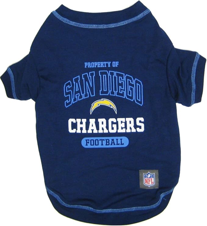 NFL Los Angeles Chargers Dog T-shirt Small. - Licensed Shirt for Pets Team Colored with Team Logos- Premium Stretchable Materials for the comfort of your Dog & Cat