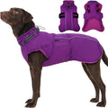 Dog Winter Coat with Harness, Warm Dog Jackets for Large Dogs Waterproof, Adjustable Hook&Loop Reflective Snowsuit, Cold Weather Coats for Dogs Labrador Doberman, XXXL Purple