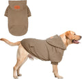 BEAUTYZOO Small Dog Hoodie Sweater with Pockets, Dog Clothes for Small Medium Dogs Boy Girl, Waffle-Like Laminated Cotton Pet Coats with Hat and Leash Hole, Khaki XL