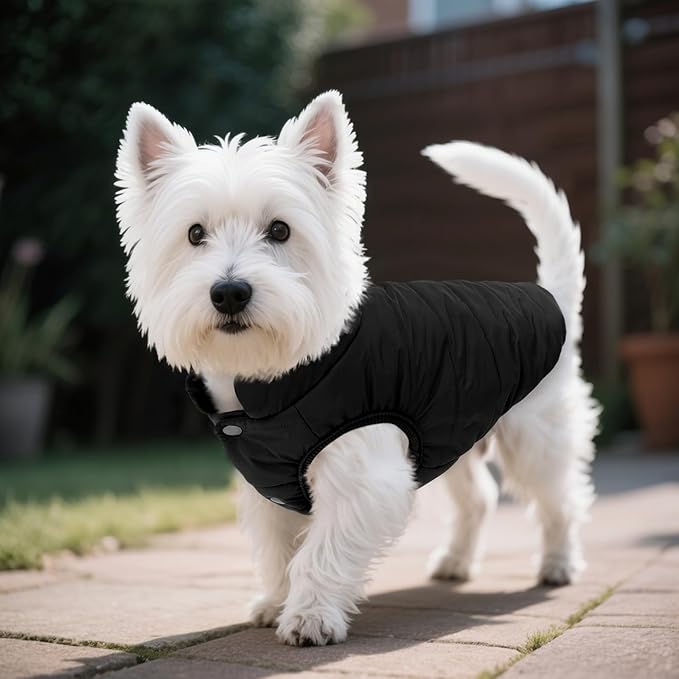 ASENKU Windproof Dog Winter Coat Waterproof Fleece Jacket Cold Weather Pet Apparel for Small Medium Large Dogs (Black, L)