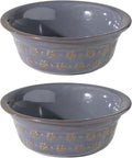 Ceramic 7.1inch Set of 2 Dog Bowls for Medium and Large Dog, 2pcs Basic Food and Water Dishes for Replacement, Wide Opening Rounded Edge (2 Bowls, Reactived Glaze -Grey)