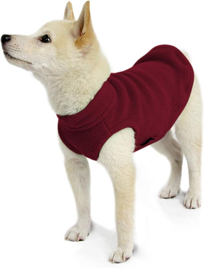 Gooby - Stretch Fleece Vest, Pullover Fleece Vest Jacket Sweater for Dogs, Burgundy, Small Length (8.5")