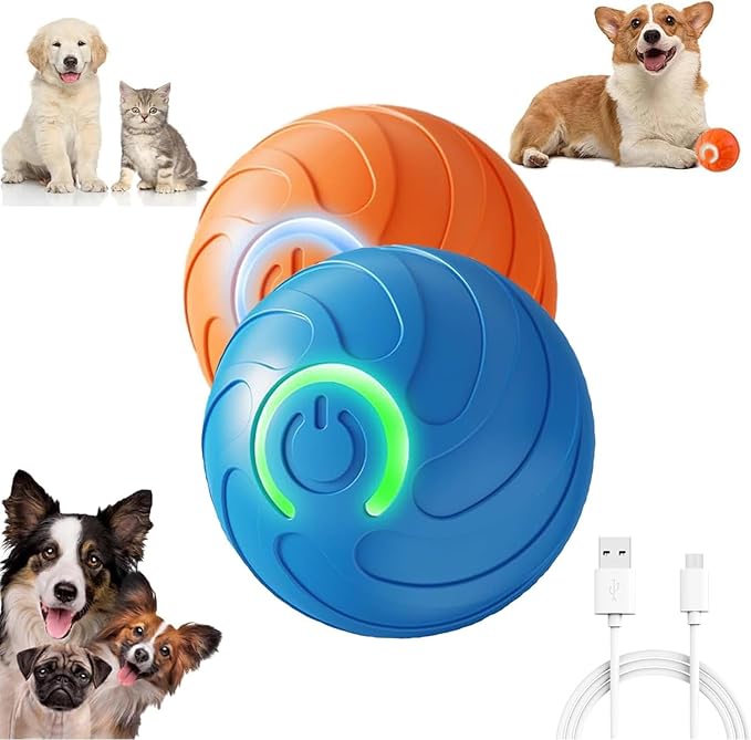 Generic 2PCS Shaky Ball Toy for Dogs, Vibrating Dog Ball, USB Rechargeable, Interactive, Automatic Moving, Bouncing, Perfect for Small, Medium, Large Dogs