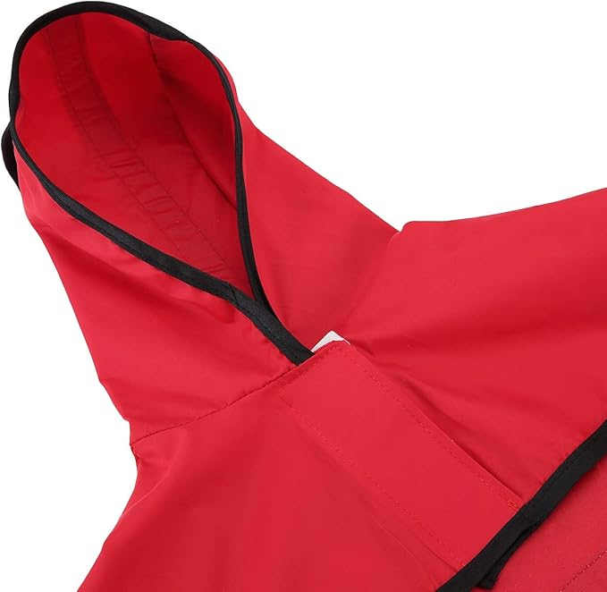 HDE Dog Raincoat Jacket Reflective Adjustable Hooded Pet Poncho Rain Coat with Leash Hole for Small to X-Large Dogs Red - M