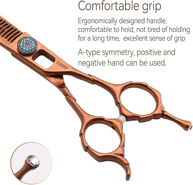 Thinning Shears for Dogs 52 Teeth 7'' Professional Blending Thinner Scissors for Small Dog Pet Sharp and Durable For Right Handed Groomers(7,Chocolate Thinner)