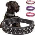 Serijoars Spiked Studded PU Leather Dog Collar for Small, Medium, Large Breeds, Pit Bull, Bully, Husky, Terrier, Adjustable (Black, S (27-33CM))