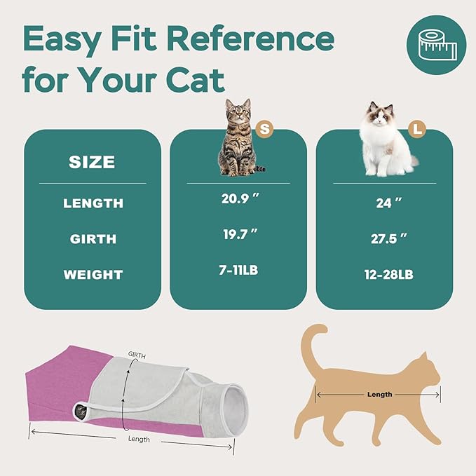 Self-Adhesive Cat Grooming Wrap, Cozy Cat Wrap for Cutting Nails, Breathable Anti-Scratch Cat Swaddle Bag for Brushing, Ear Cleaning, Dental Care, Medication, Injections,Pinkish Purple L