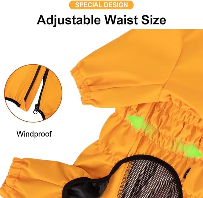 PINA Dog Raincoat, Waterproof Jacket with Hood & Reflective Strap, Lightweight Poncho with Leash Hole for Wet Weather