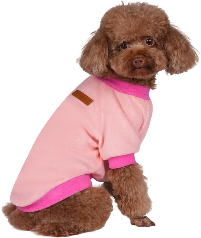 GreenJoy Classic Fleece Dog Sweater – Soft & Warm Stretchy Sweatshirt for Small Dogs & Cats, Cold-Weather Pullover for Everyday Wear (Light Pink, Large/X-Large)
