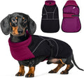 Lelepet Dachshund Coat Warm Dog Winter Coat Waterproof Dog Jacket with Fleece Lining, Reflective Outdoor Dachshund Snowsuit with Leash Hole Adjustable Neckline,Coats for Small Medium Dogs,Purple, L
